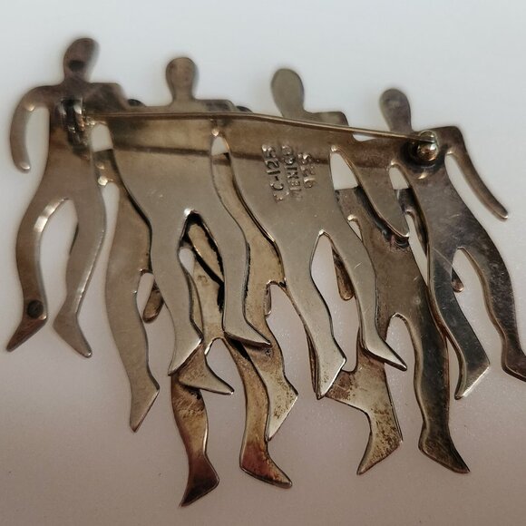 VINTAGE SIGNED TC-125 MEXICO 925 SILVER GROUP OF MEN BROOCH. - Picture 4 of 7